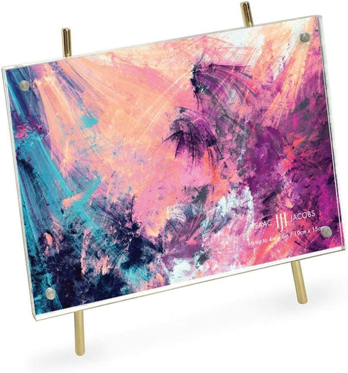 Isaac Jacobs 4x6 Gold Magnetic Acrylic Metal Easel Frame (Horizontal)