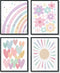ULEGIE Toddler Nursery Girl Kids Room Wall Decor, Boho Rainbow Nursery Wall Decor
