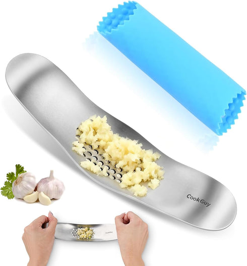 Cook Guy Garlic Press Rocker Set -304 Stainless Steel Premium All-Steel Garlic