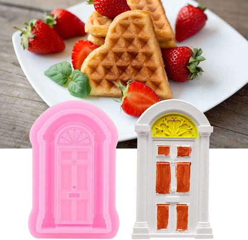 2Pcs Window Frame Silicone Maker Set, Food Grade 3D Fondant Cutter for Cake Decorating, Non Stick Baking Tools