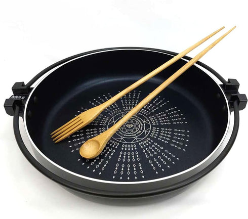 JapanBargain 3789 Bamboo Cooking Chopsticks with Spoon and Fork, 3-in-1 Cooking Utensil for Deep Frying