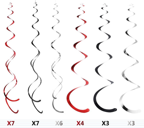 Blulu 30 Pcs Rock and Roll Theme Music Party Decorations, Retro Foil Swirl Hanging Swirls for 50s 60s Disco Event