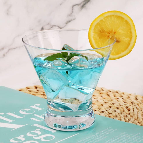 Set 4 8-Ounce Cinched Stemless Clear4Pcs) of Martini Glasses - Design Cocktail Glasses with Heavy Base, Construction