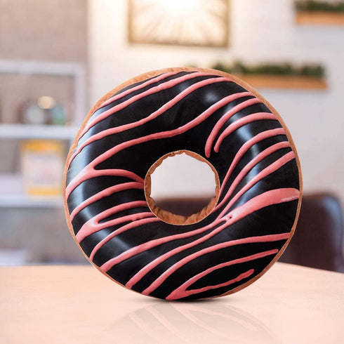 HYSEAS Round Throw Pillow, 14 Inch Chocolate Pink Donut, 3D Digital Print Decorative Soft Plush Pillow