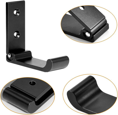 6PCS Folding Coat Hooks, Matte Black Wall Mounted Hooks for Hanging Coats & Bathroom Towels, Heavy Duty Aluminum Alloy