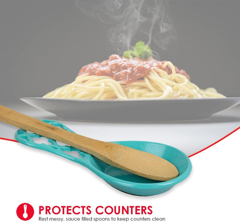 Home Basics Lattice Collection Cast Iron Spoon Rest in Turquoise