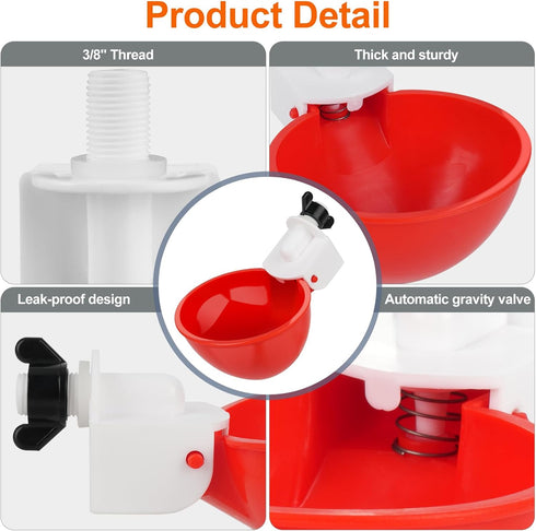 WIXUXSI 6 Packs Automatic Chicken Waterer Cups, Large Chicken Water Feeder, Chicken Water Cups, Poultry Waterer Great