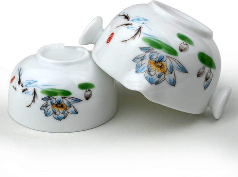 Liang baobao Convenient Teapot Cup, Porcelain Teacup, White Glazed Travel Tea Set (Lotus)