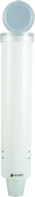 San Jamar Medium Cup Dispenser for 4-10 Oz. Cups, White Plastic, 16 Inches, Flip Cap for Restaurants