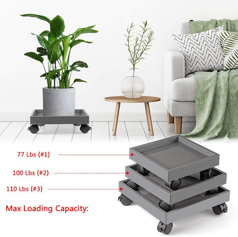 Skelang Set 3 Square Plant Caddy, Wheeled Planter Trays, ABS Plant Pallet, Heavy Duty Plants Dolly Saucer for Moving