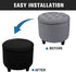 2-Piece Round Ottoman Cover with Storage Stretch Stool Slipcover Soft Footstool Protector Covers Removable Washable