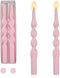 Set of 2 Pink Spiral Taper Candlesticks, 10 Inch Unscented Twisted Candle Sticks for Home Decoration Holiday Wedding