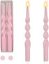 Set of 2 Pink Spiral Taper Candlesticks, 10 Inch Unscented Twisted Candle Sticks for Home Decoration Holiday Wedding
