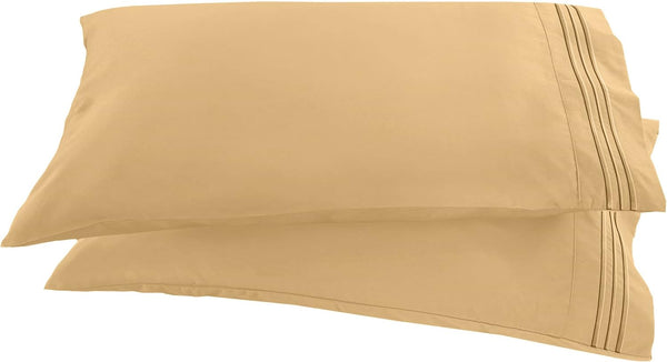 Elegant Comfort 1500 Thread Count Embroidered Egyptian Quality Pillowcase, Standard/Queen Size, Gold