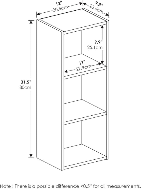 3-Tier Furinno Pasir No Tool Assembly Open Shelf Bookcase, French Oak