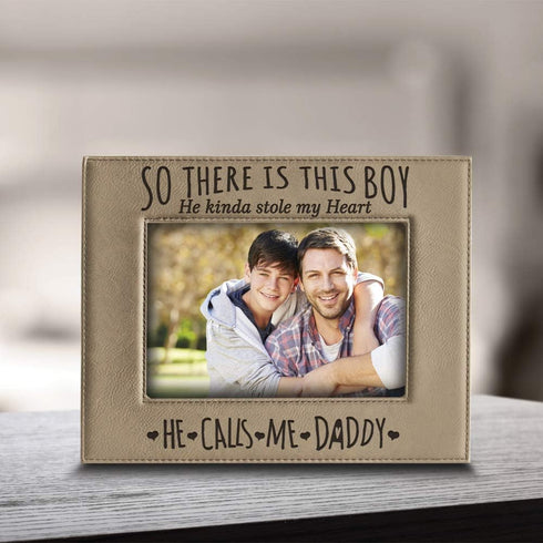 BELLA BUSTA- Engraved Leather Picture Frame, So There is This Boy He Kinda Stole my Heart, Father's Day Gift (5 x 7