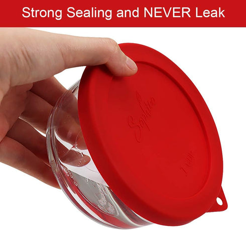 Sophico Round Silicone Storage Cover Lids, 1 Cup Replacement for Anchor Hocking and Pyrex 7202-PC Glass Bowls