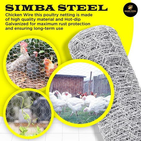 12 25 2 20GA PM12x25x2 Chicken Wire in x FT x Mesh x | Poultry Wire Netting | Hot Dipped Galvanised | Hexagonal