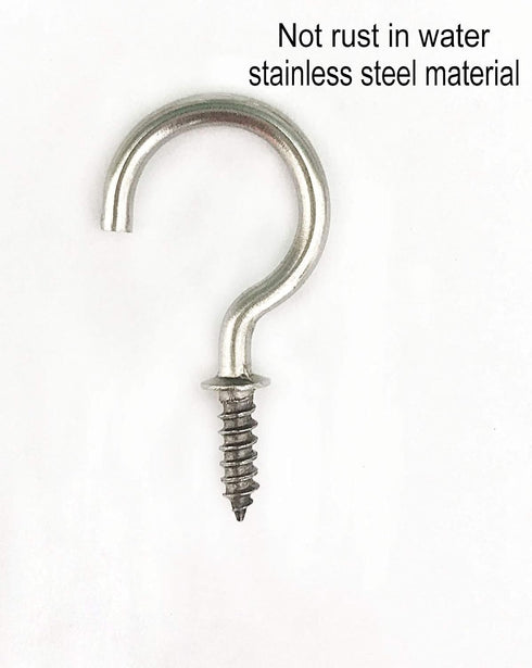 50 Pcs (304) Stainless Steel Screw Ceiling Hooks, 7/8 Inch Cup Hook Screw-in Light Hooks for Outdoor and Indoor Hanging
