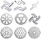 10 PCS Meat Grinder Blades, Stainless Steel Parts for Size 5 Stand Mixer and Meat Grinder Accessories