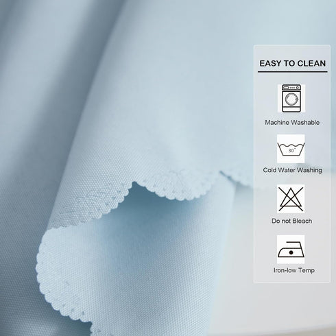 24 24 Inch Small Square Light Blue Tablecloth x Polyester Fabric Washable Table Cover Decorative Wrinkle Resistant