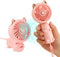 QearFun Mini Hand Held Fan, Portable Lanyard Fan with USB Rechargeable Battery, 3 Speed, 8-12 Hours, Pink & Green