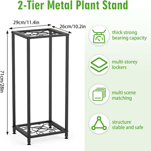 FVFVAHO 2 28 Tier Tall Metal Plant Stand Indoor Outdoor, Square Modern Flower Pot Rack for Indoor Living Room, Corner