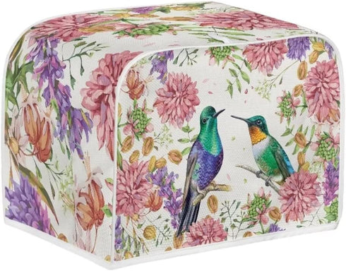 Hummingbird Floral Print Toaster Cover Case with Handle Dust Fingerprint Protection Backware Breadwave Cover Case Protector Heat-Resistant