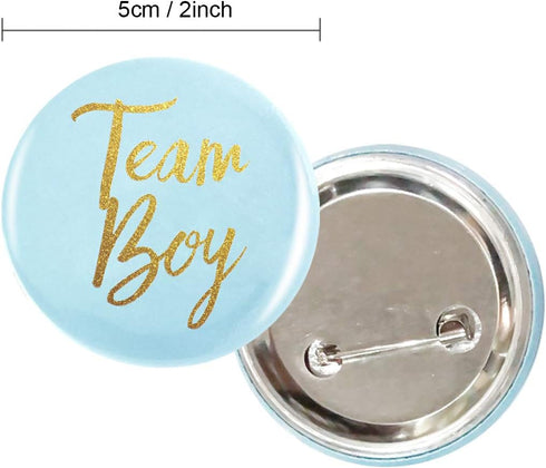 Gender Reveal Button Pins, 50 Pcs Team Boy Girl Button Pins for Baby Shower Party Favors