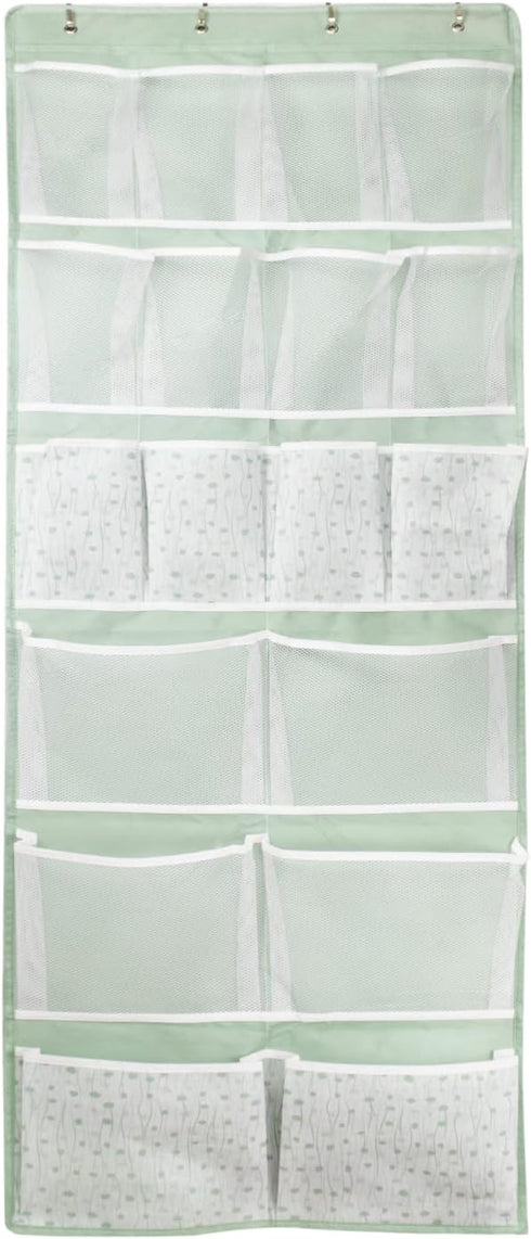 Over the Door Organizer with 4 Kinds of Pockets, Hanging Holder Rack for Shoes, Socks, Toys, Green