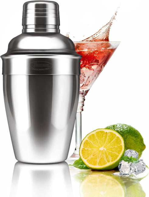 Newness Stainless Steel Cocktail Shaker - Professional Drink Shaker with Built-in Strainer, 8.4oz (250ml) for Easy Carry