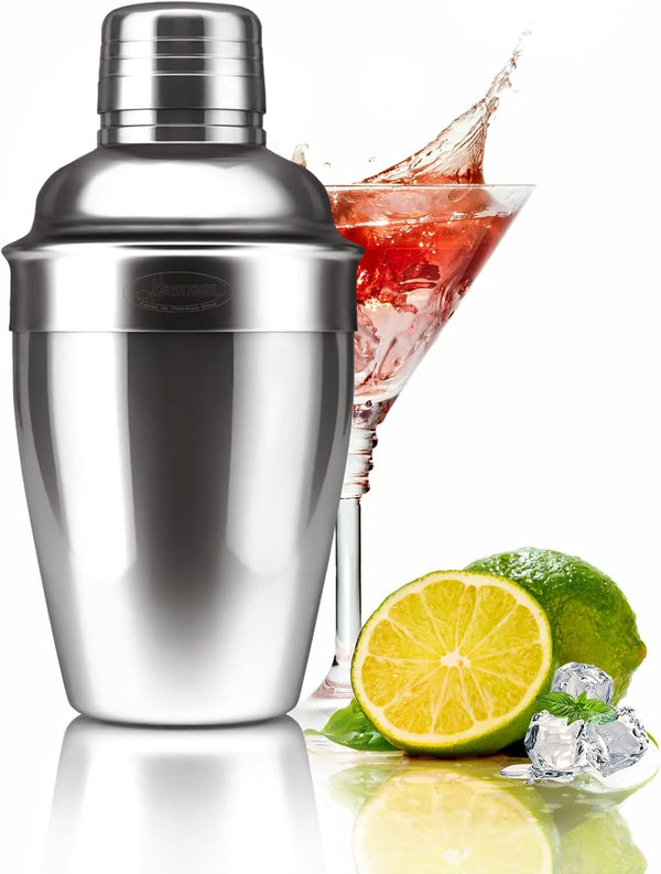 Newness Stainless Steel Cocktail Shaker - Professional Drink Shaker with Built-in Strainer, 8.4oz (250ml) for Easy Carry