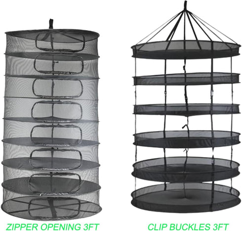 3ft 3FT) HORTIPOTS Herb Dry Rack Zipper Opening Adjustable Center Support Straps NO Sagging Fine Mesh Dry Net (Heavy