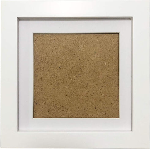 ZXT-parts 8x8 Picture Frames with 6x6 Opening Mat, Square White Solid Wood Frame with Plastic Panel for Tabletop or Wall
