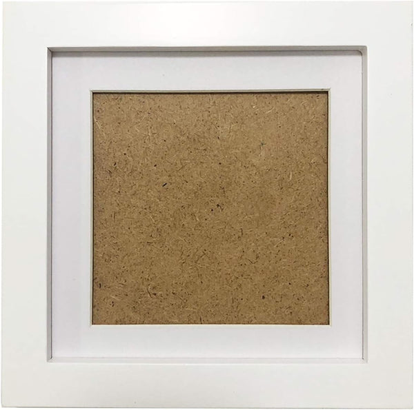 ZXT-parts 8x8 Picture Frames with 6x6 Opening Mat, Square White Solid Wood Frame with Plastic Panel for Tabletop or Wall
