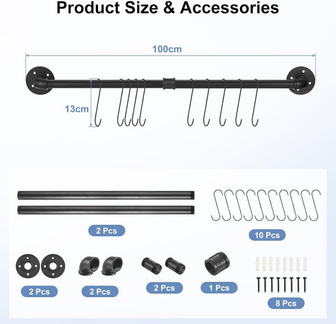 uxcell Wall Mounted Towel Rack, Industrial Pipe Towel Bar, Rustic Iron Bathroom Towel Rack Holder (40 Inch)