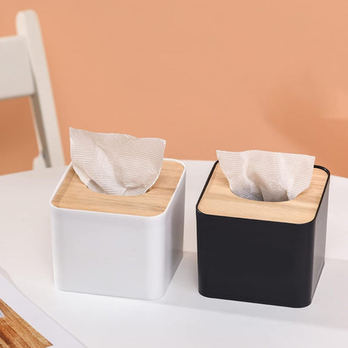 VEAREAR Sturdy Tissue Box Cover for Disposable Paper Facial Tissues, Mini Square Tissue Dispenser Holder for Bathroom