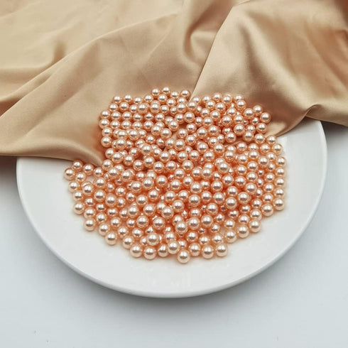 1100 pcs Champagne Undrilled ABS Pearls, 8mm No Hole Makeup Beads for Table Scatter Decoration