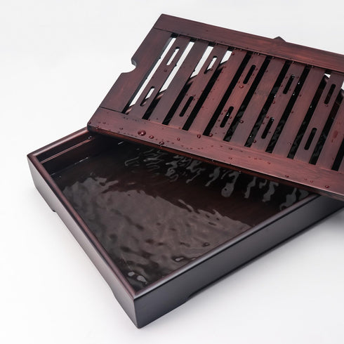 Lyty 13.6 8.9 inch Set Bamboo Chinese Tea Tray - x Japanese Tea Serving Tray, Gongfu Tea Table with Reservoir Type