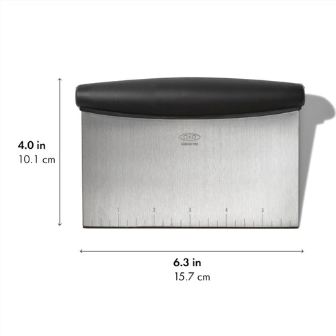 OXO Good Grips Stainless Steel Multi-Purpose Scraper & Chopper, Dough Cutter for Pizza, Bread and Cookie Dough