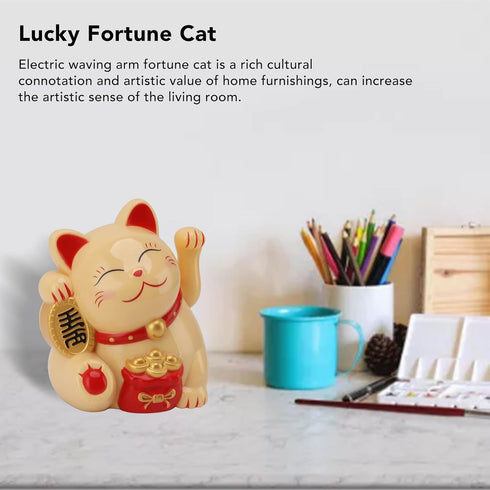 Bewinner Solar Powered Waving Cat, Cute Good Luck Wealth Home Display Car Decor Feng Shui Decoration (Yellow)