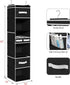 Univivi Hanging Closet Organizer with 6 Shelves, 4 Removable Drawers & 6 Side Pockets, Foldable Wardrobe Storage