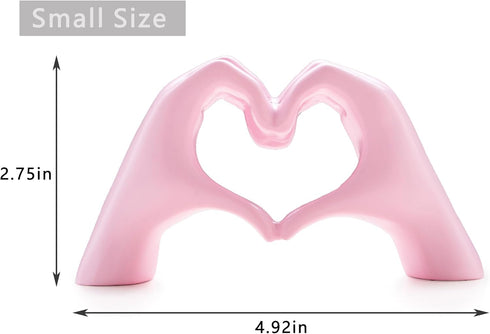 Small Heart Hands Sculpture Decor for Living Room Bedroom Bookshelf Coffe Table and Office Display, Love Finger Statue