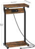 27" TBZ27UBF CHOEZON Narrow Side Table with Charging Station, Skinny End Table for Small Spaces, Couch Table