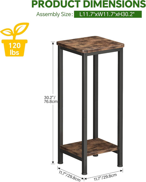 2 Homeiju Plant Stand Indoor, Tier Wood Corner Plant Stand, Modern Square Plant Shelf Flower Stand for Living Room