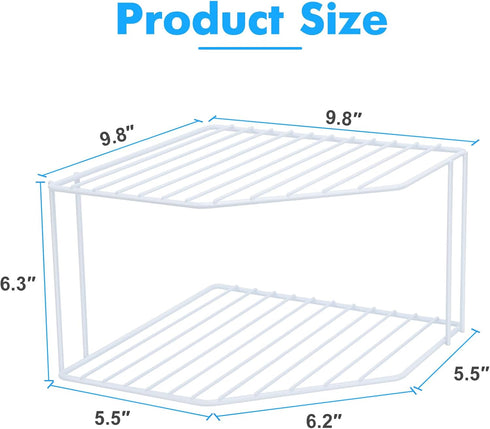 AKAZA 2Pcs 2-Tier Counter Corner Stackable Organizer Shelf for Kitchen - Cabinet Storage Shelf Rack, ShelvesKitchen