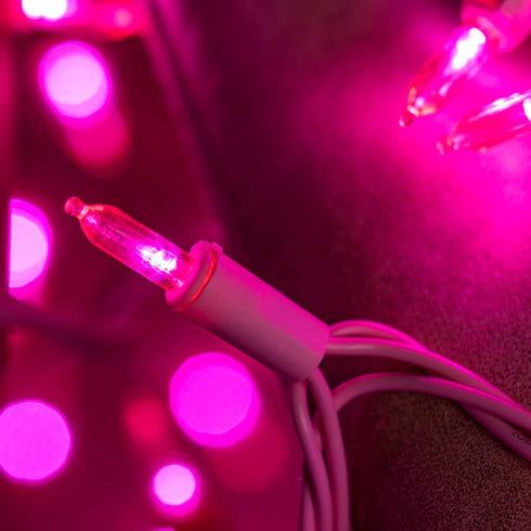 200 Pink LED Christmas Lights with Pink Wire, Pack of 2 Sets, 33 ft 100 Count UL Certified String Light