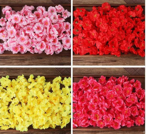 Rikyo 100 Artificial Silk Cherry Blossom Flower Heads Spring Fake Plum Blossom Peach Blossom,Vase Fillers,Corsages