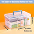 Clear Plastic Arts & Craft Supplies Organizer Box, Large with Removable Tray & Handle, Office Storage (Clear & Ocean