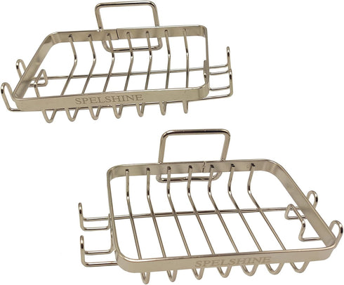 White Silver Soap Dish for Shower, 2 Pack Suction Cup Square Holder - 304 Stainless Steel Soap Saver
